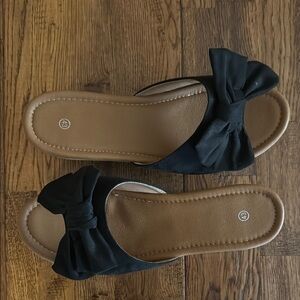 Chic Black Bow Sandals